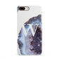 Personalised Agate Blue and Purple Initials iPhone 8 Plus 3D Snap Case on Gold Phone