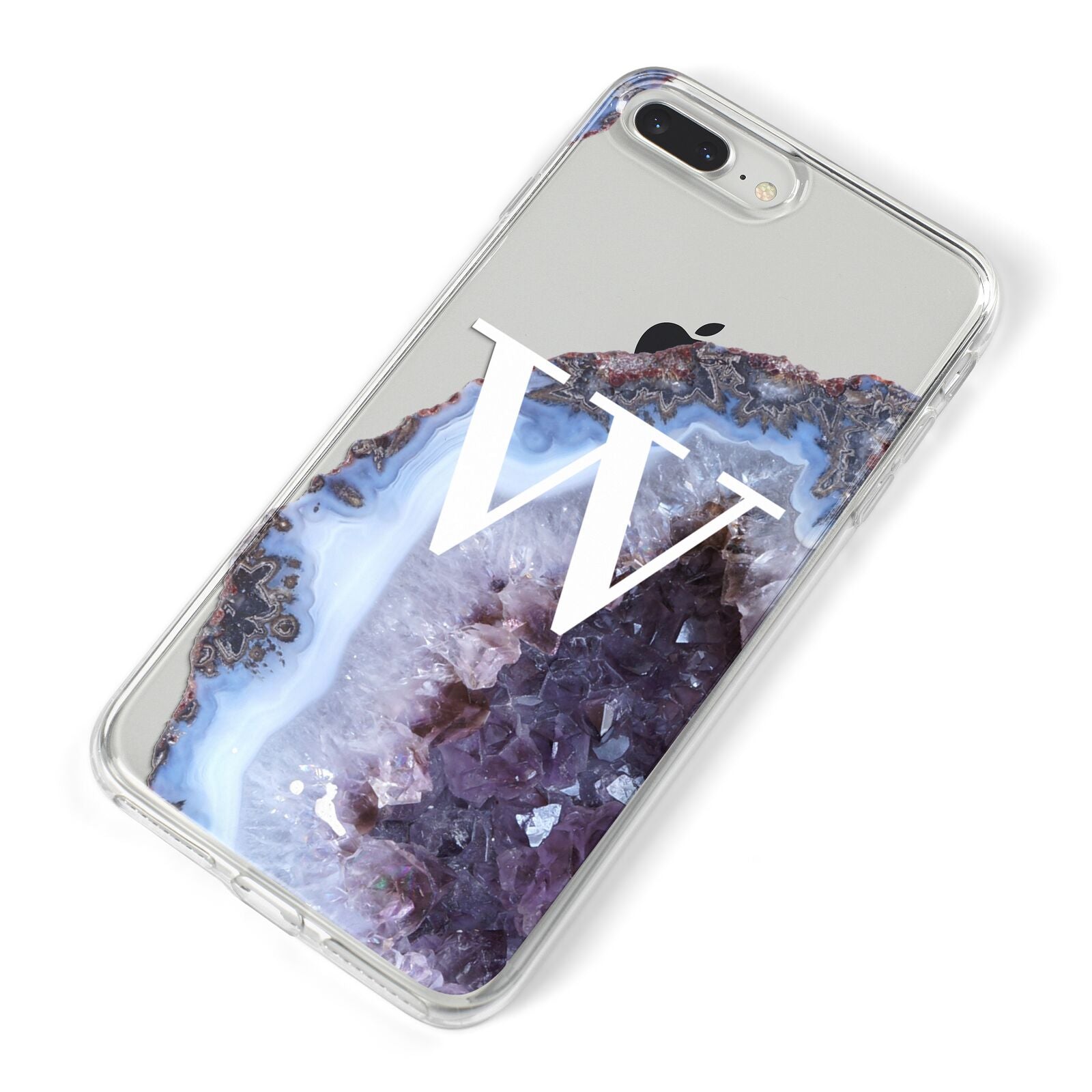 Personalised Agate Blue and Purple Initials iPhone 8 Plus Bumper Case on Silver iPhone Alternative Image