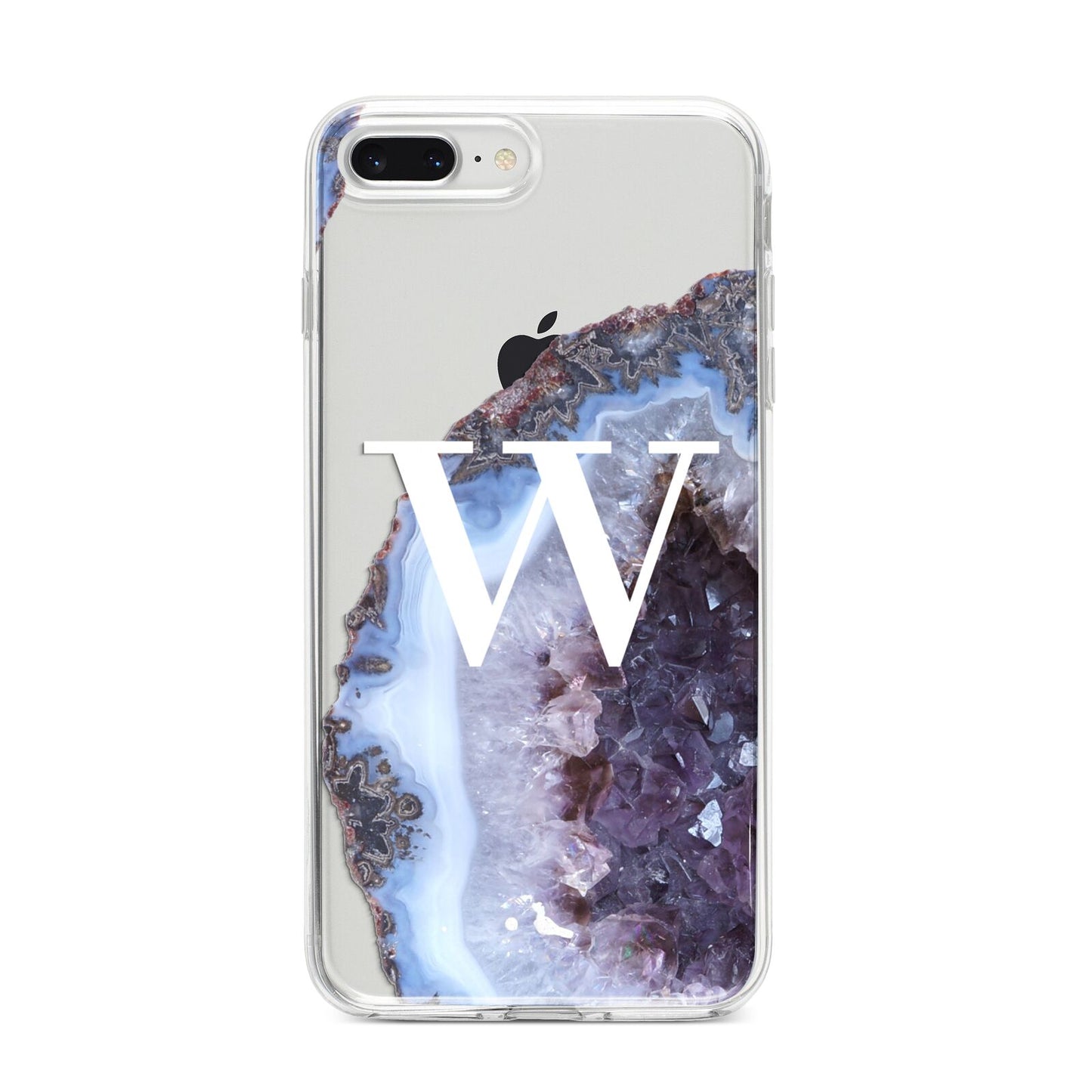 Personalised Agate Blue and Purple Initials iPhone 8 Plus Bumper Case on Silver iPhone