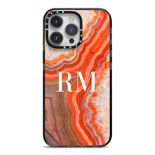 Personalised Agate iPhone 14 Pro Max Black Impact Case on Silver phone