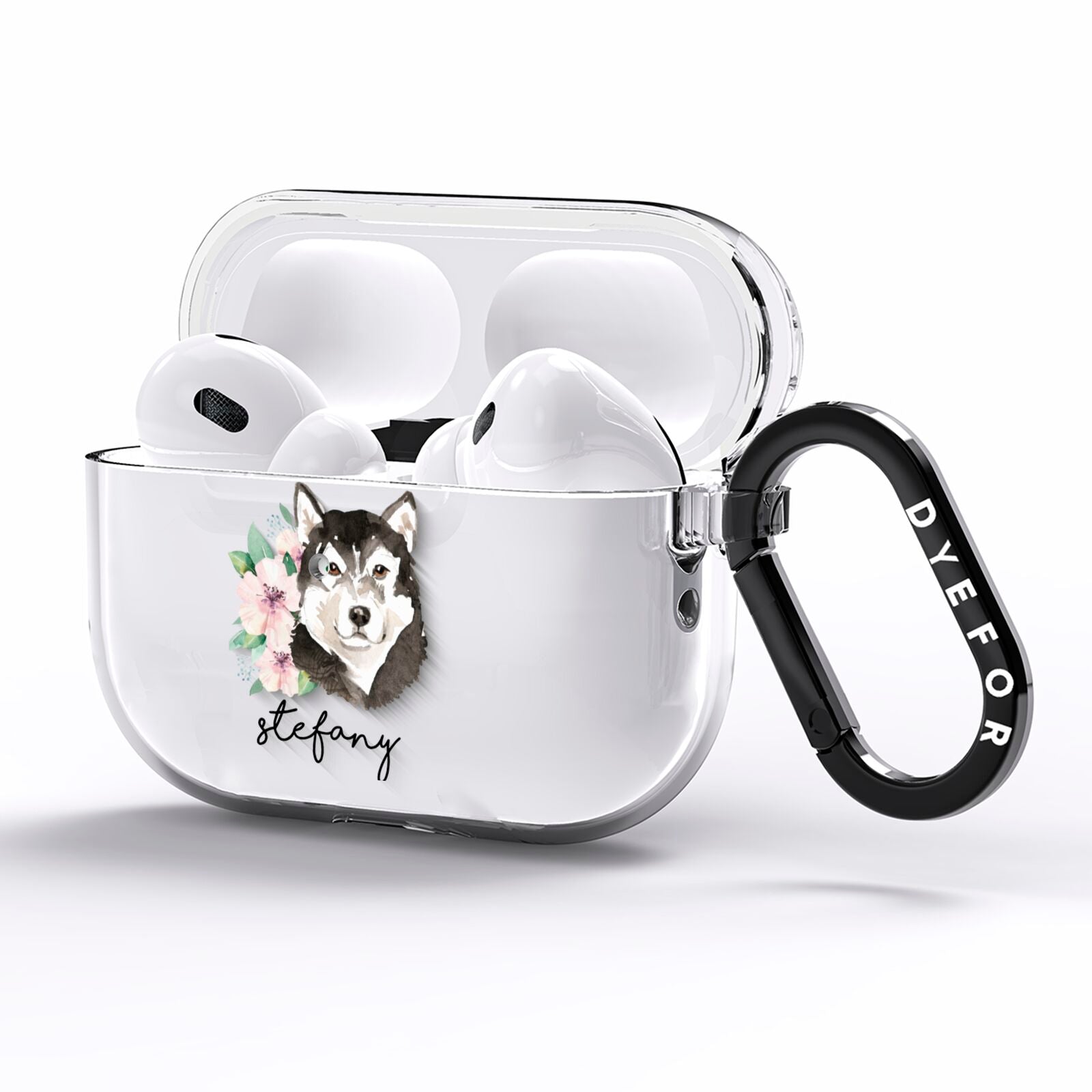 Personalised Alaskan Malamute AirPods Pro Clear Case Side Image