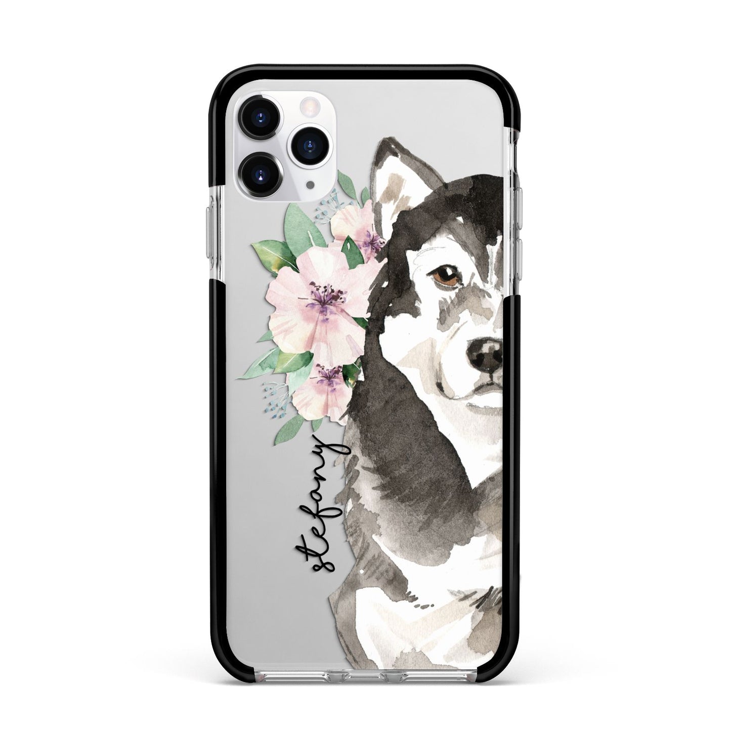Personalised Alaskan Malamute Apple iPhone 11 Pro Max in Silver with Black Impact Case