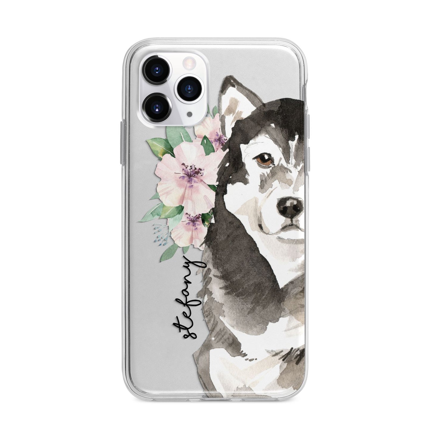 Personalised Alaskan Malamute Apple iPhone 11 Pro in Silver with Bumper Case
