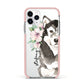 Personalised Alaskan Malamute Apple iPhone 11 Pro in Silver with Pink Impact Case