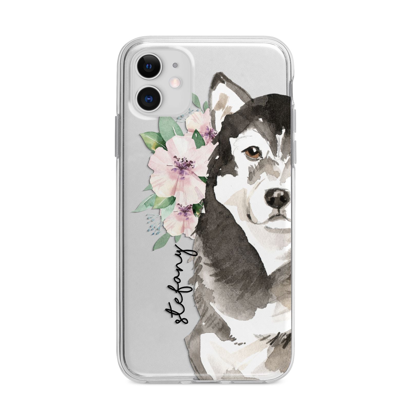 Personalised Alaskan Malamute Apple iPhone 11 in White with Bumper Case