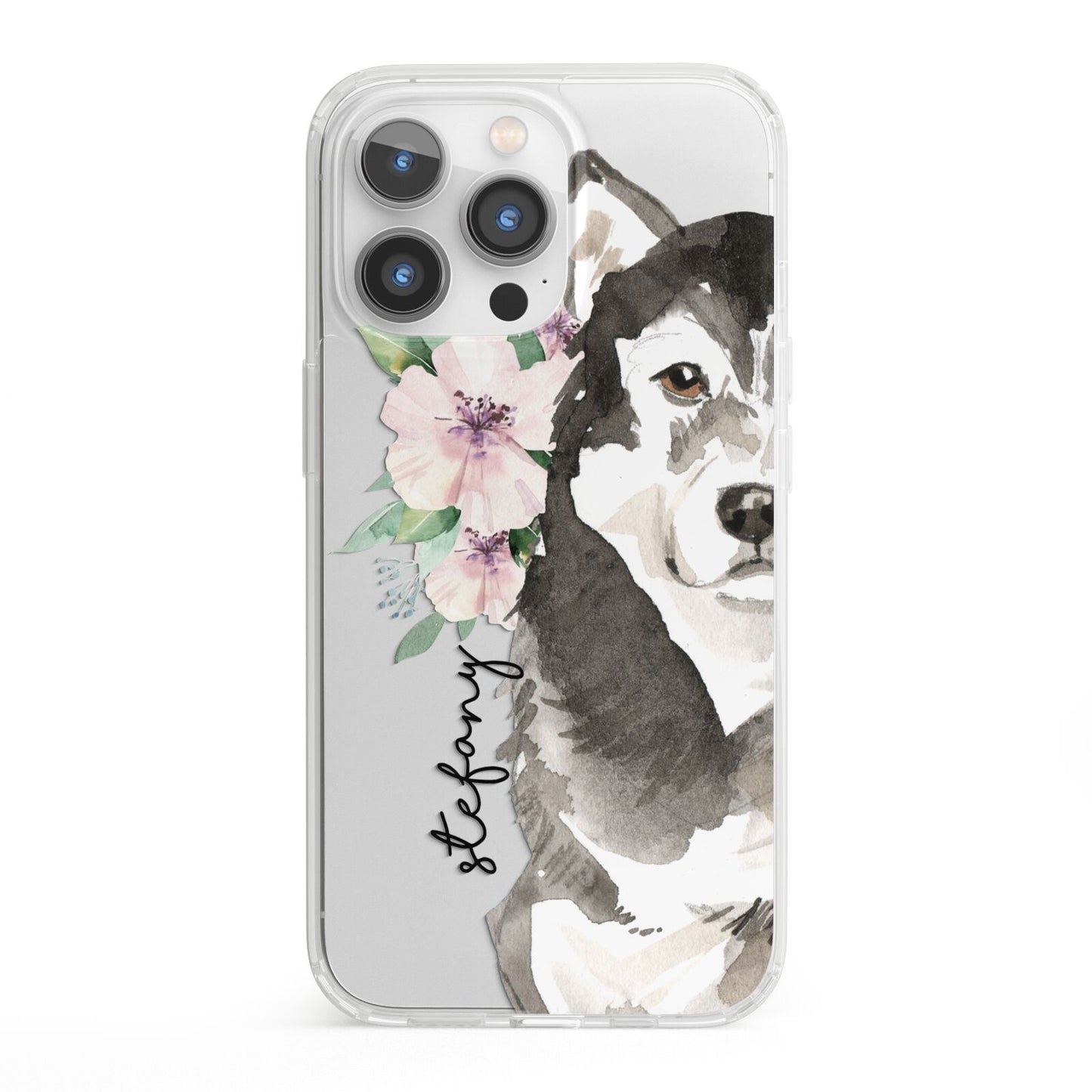 Personalised Alaskan Malamute iPhone 13 Pro Clear Bumper Case