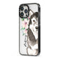 Personalised Alaskan Malamute iPhone 13 Pro Max Black Impact Case Side Angle on Silver phone