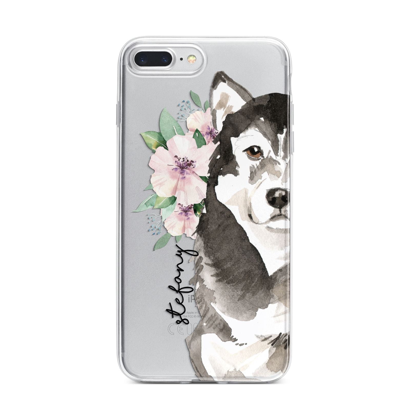Personalised Alaskan Malamute iPhone 7 Plus Bumper Case on Silver iPhone