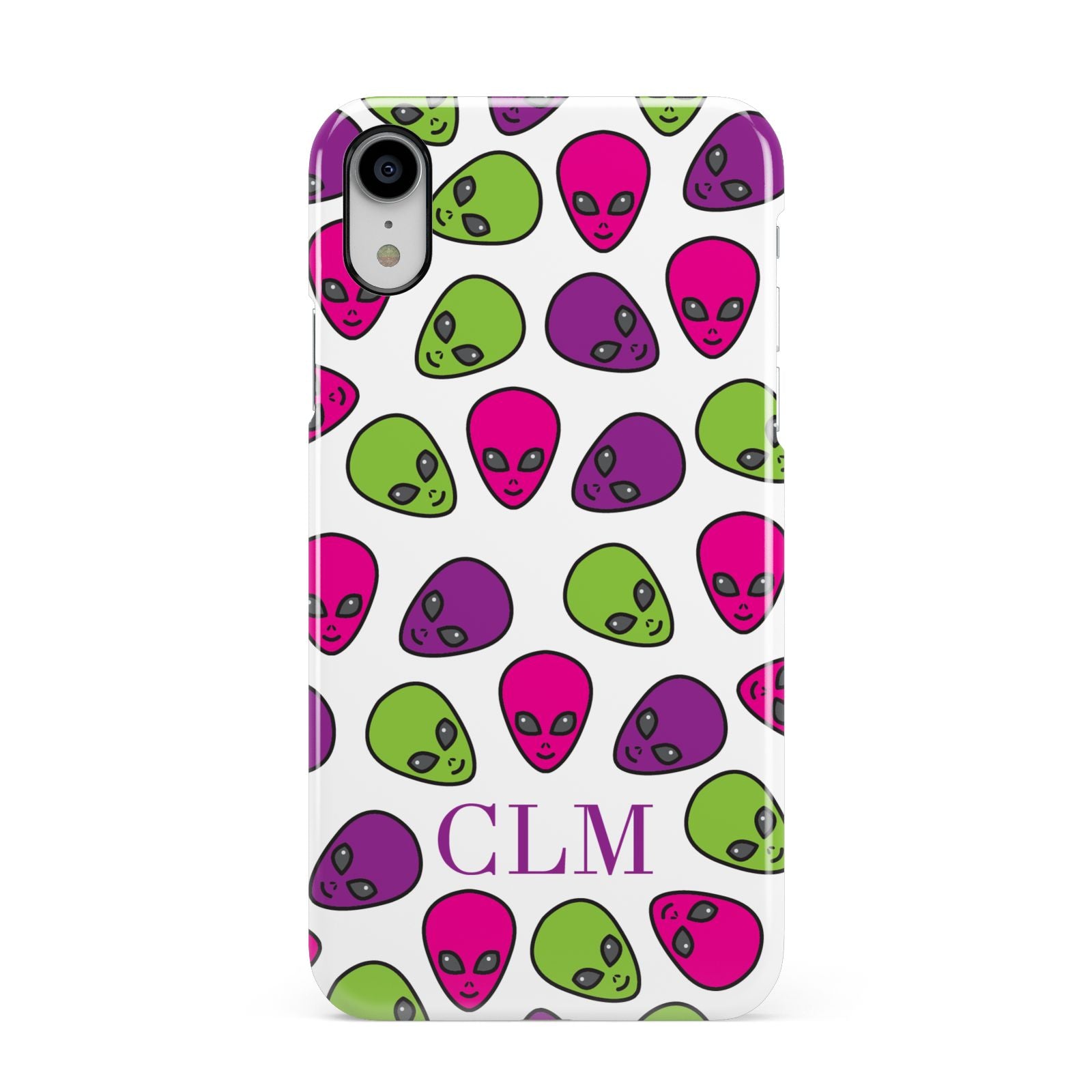 Personalised Aliens Initials Apple iPhone XR White 3D Snap Case