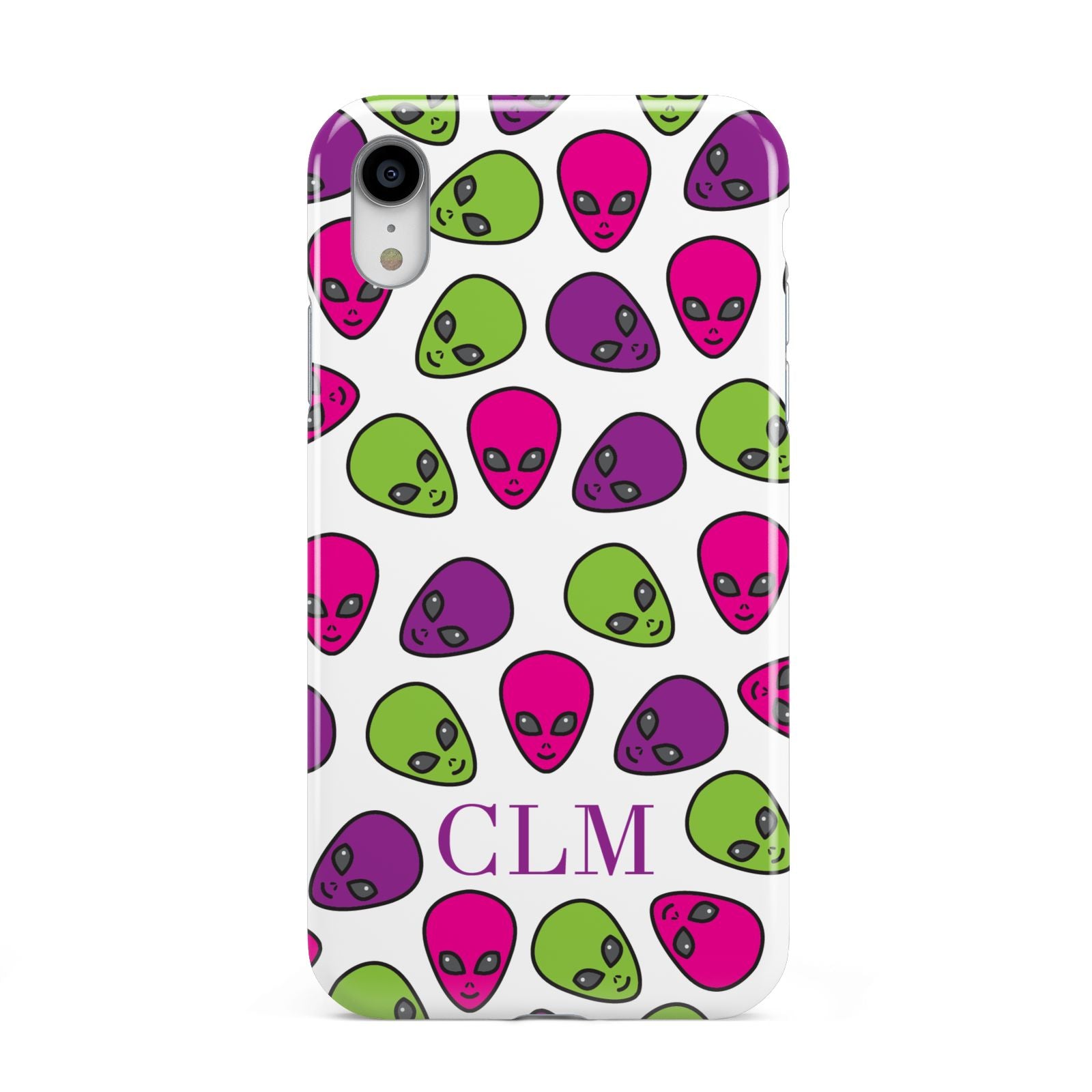 Personalised Aliens Initials Apple iPhone XR White 3D Tough Case