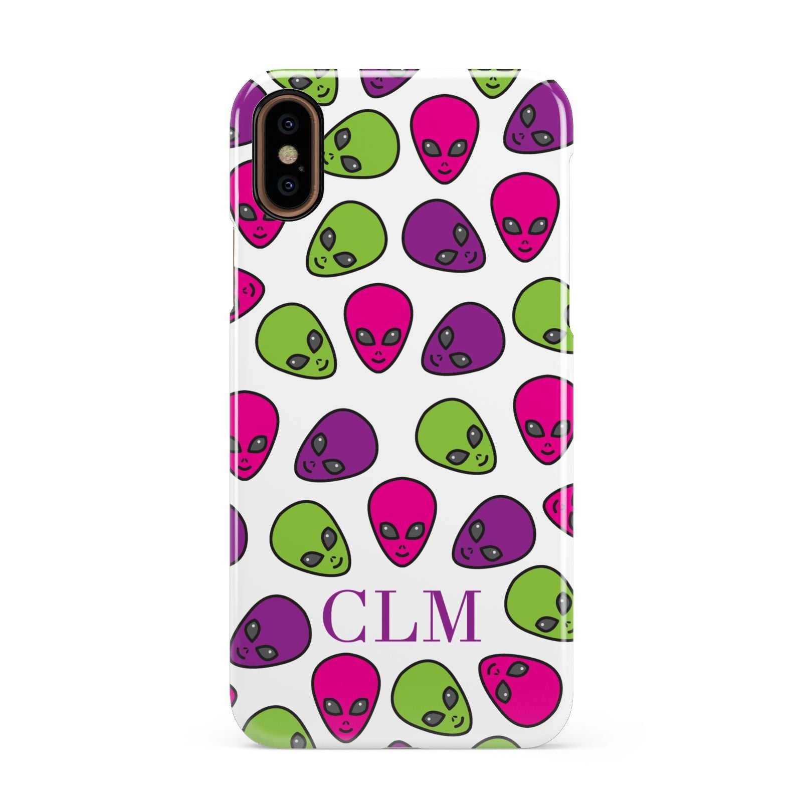 Personalised Aliens Initials Apple iPhone XS 3D Snap Case