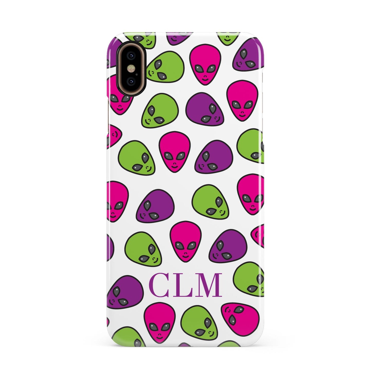 Personalised Aliens Initials Apple iPhone Xs Max 3D Snap Case
