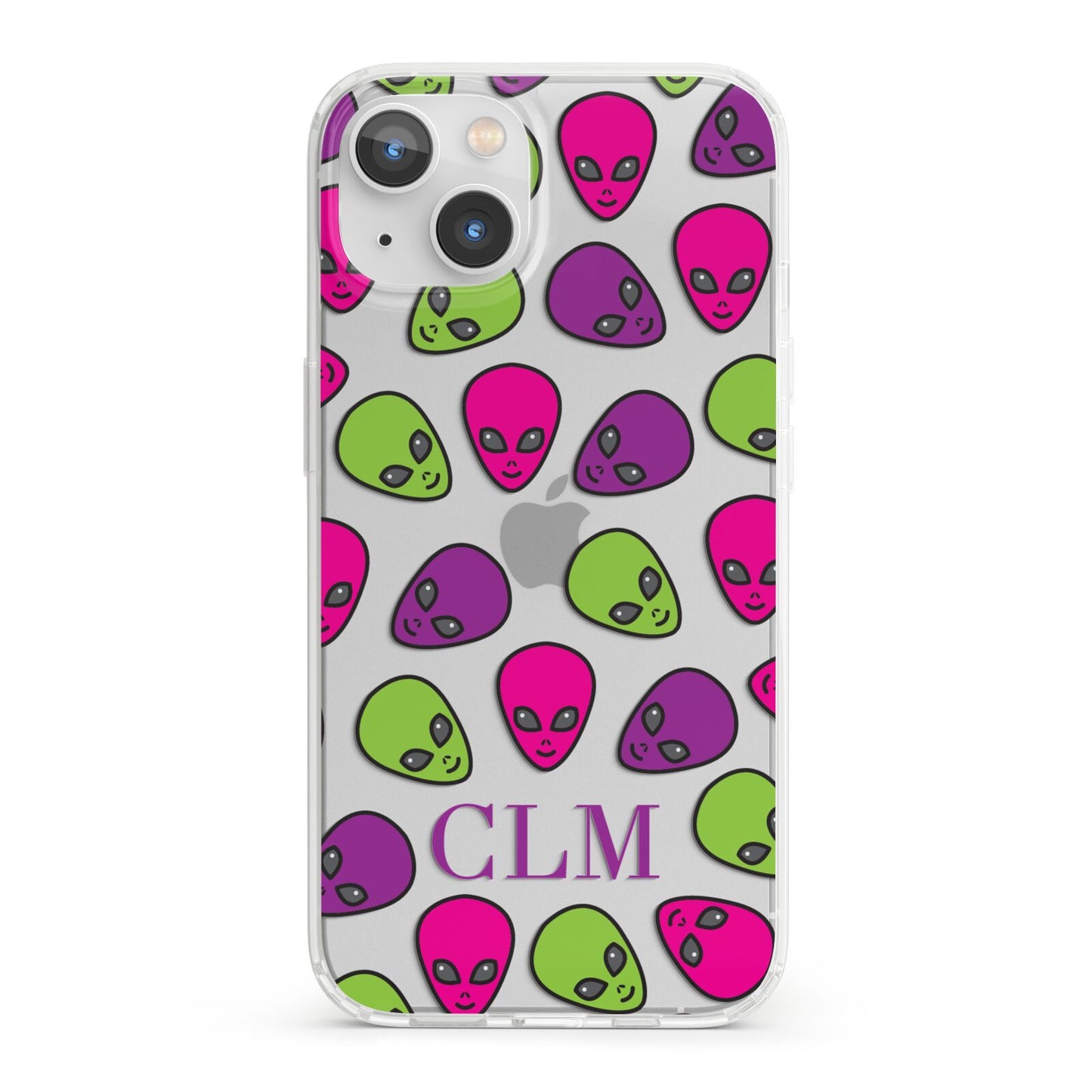 Personalised Aliens Initials iPhone 13 Clear Bumper Case
