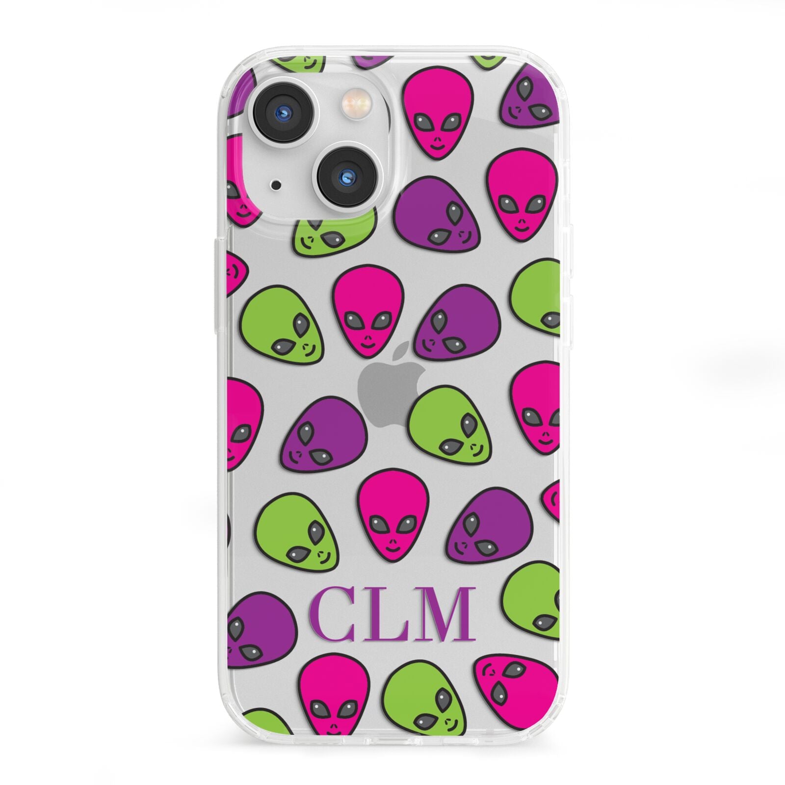 Personalised Aliens Initials iPhone 13 Mini Clear Bumper Case