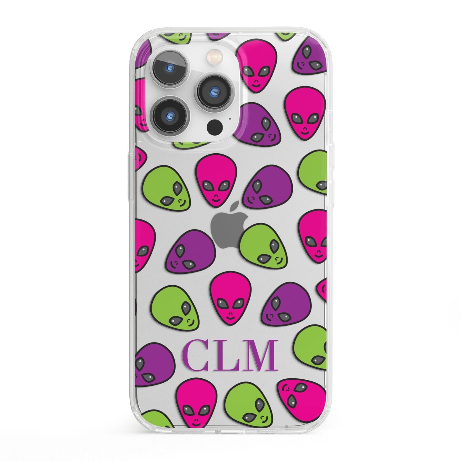 Personalised Aliens Initials iPhone 13 Pro Clear Bumper Case