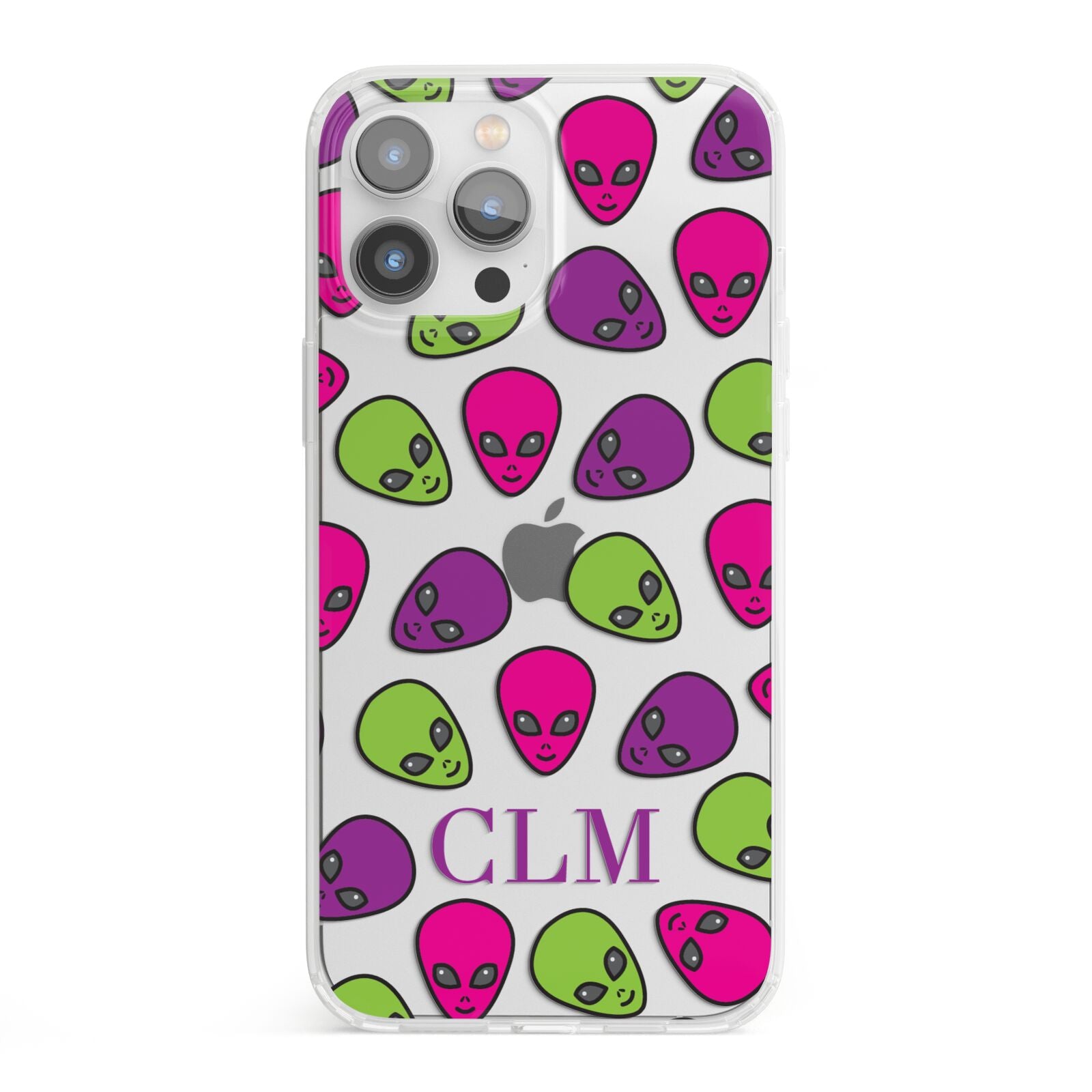 Personalised Aliens Initials iPhone 13 Pro Max Clear Bumper Case