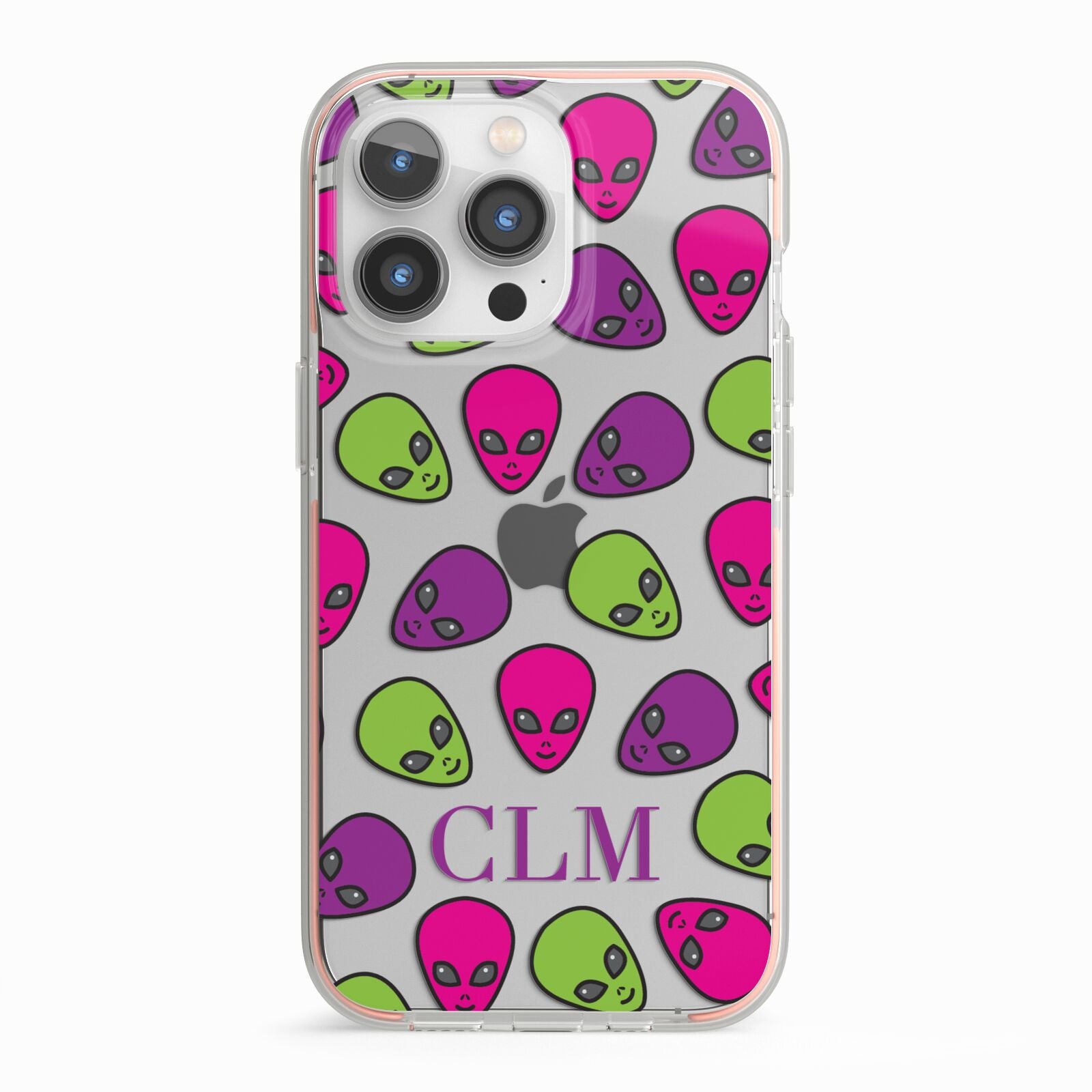 Personalised Aliens Initials iPhone 13 Pro TPU Impact Case with Pink Edges