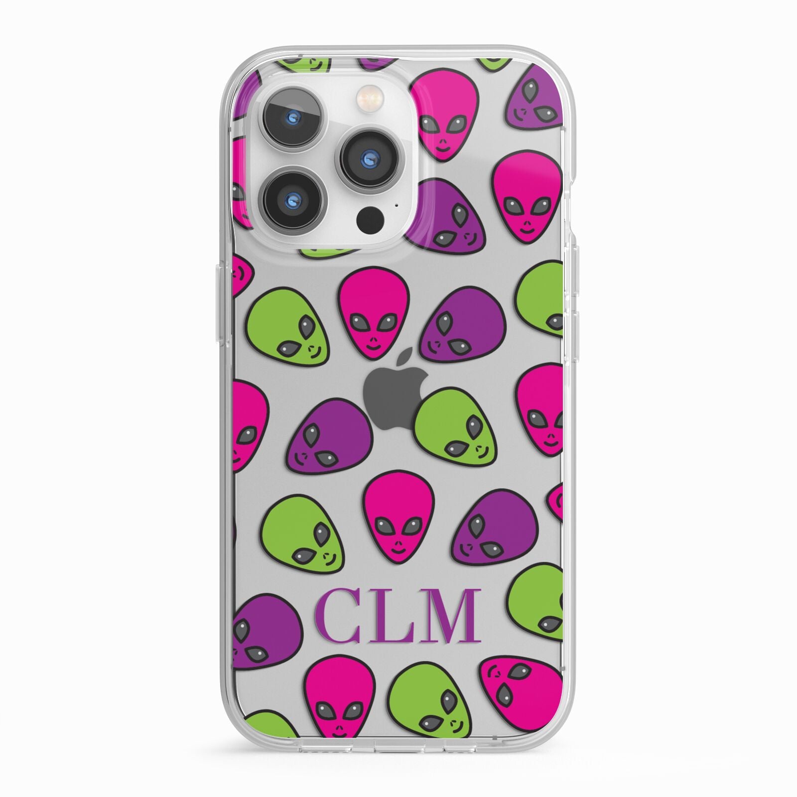 Personalised Aliens Initials iPhone 13 Pro TPU Impact Case with White Edges