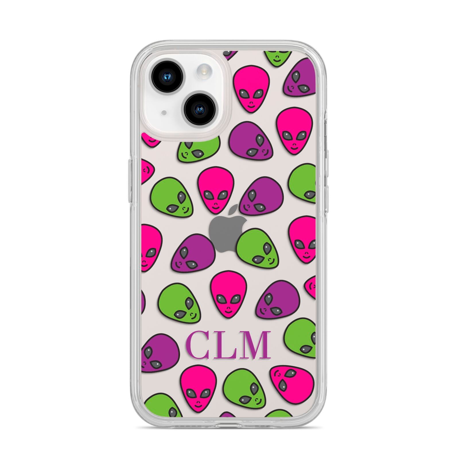 Personalised Aliens Initials iPhone 14 Clear Tough Case Starlight