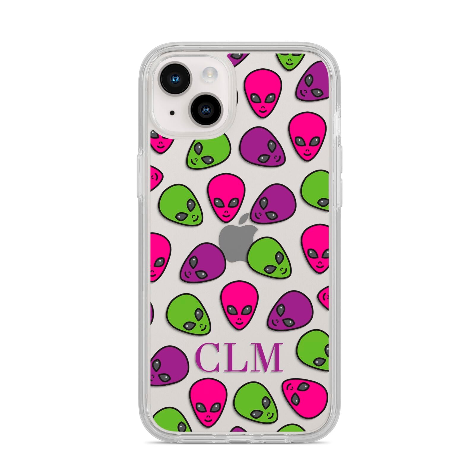 Personalised Aliens Initials iPhone 14 Plus Clear Tough Case Starlight