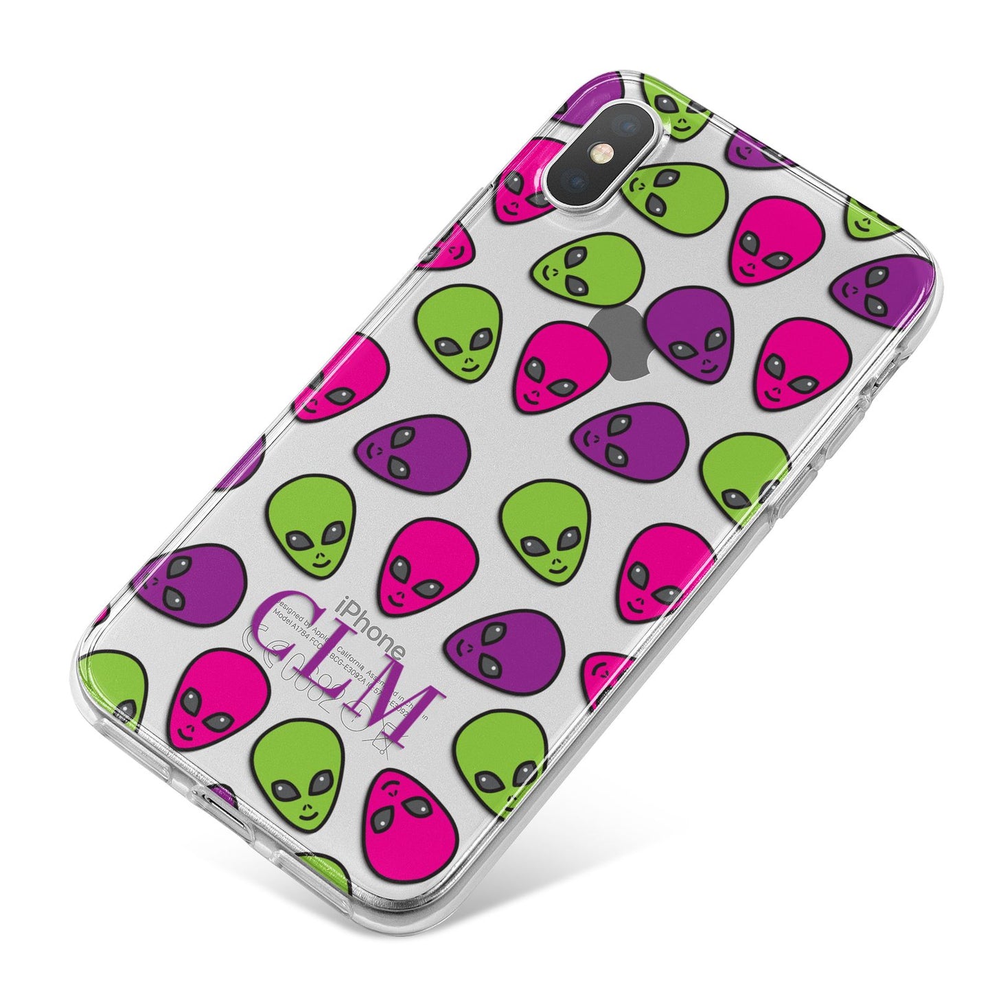 Personalised Aliens Initials iPhone X Bumper Case on Silver iPhone