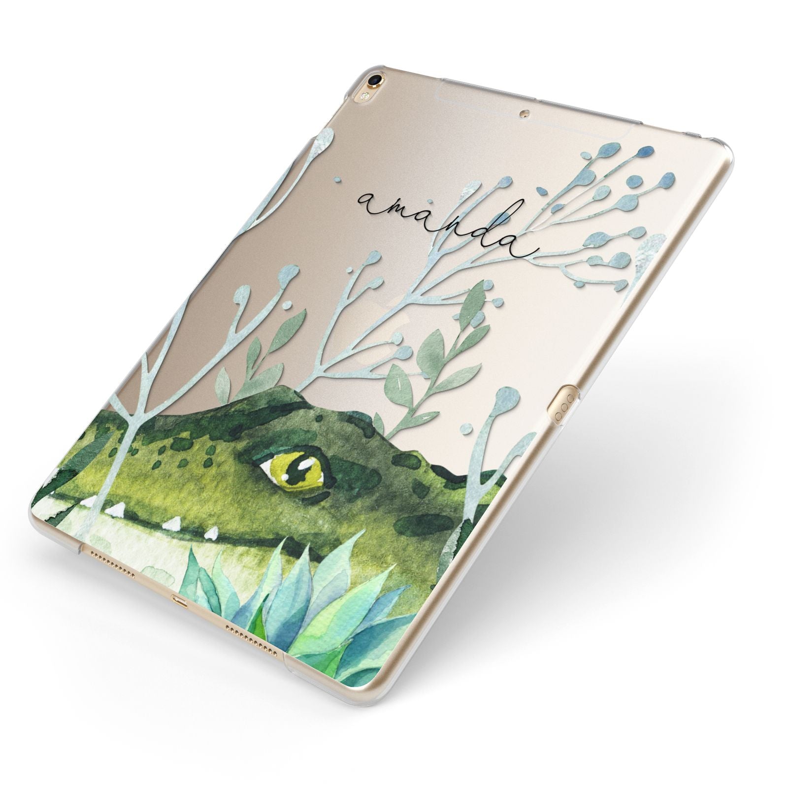 Personalised Alligator Apple iPad Case on Gold iPad Side View