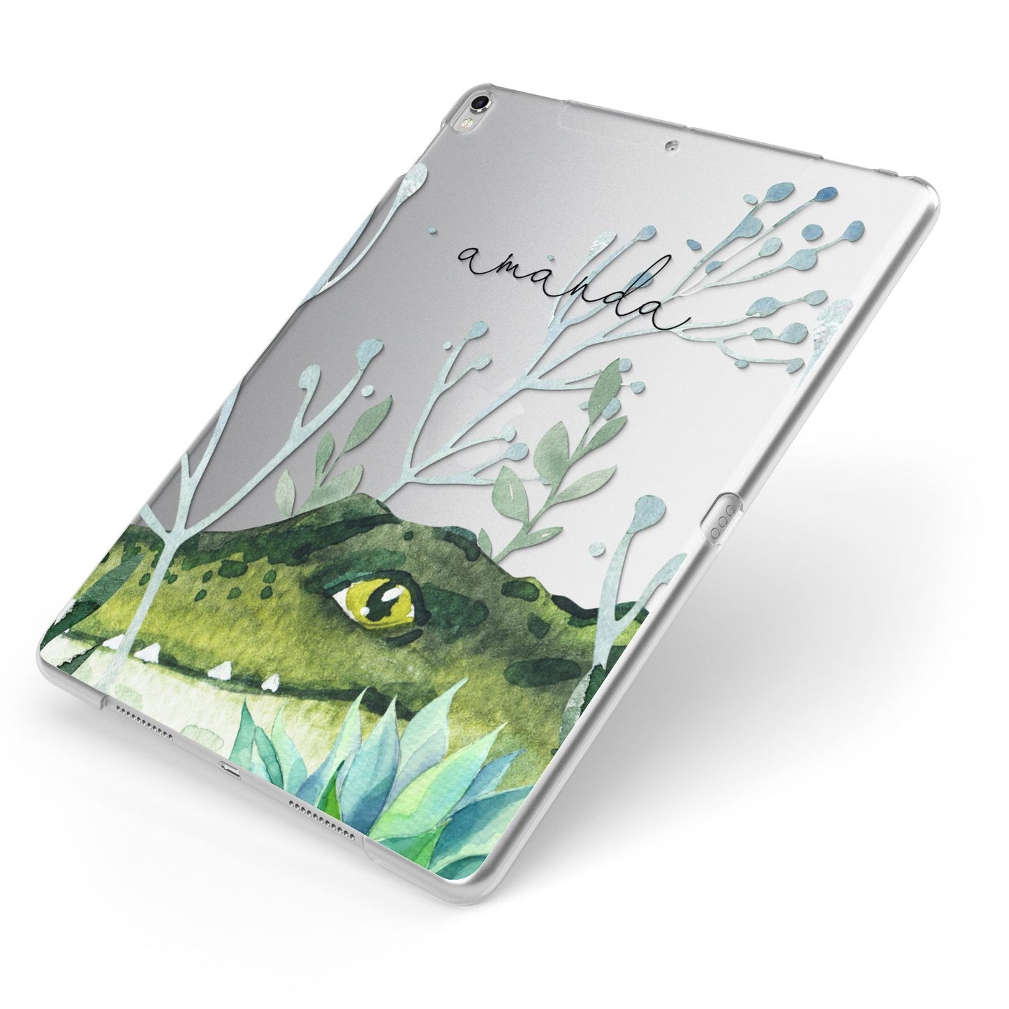 Personalised Alligator Apple iPad Case on Silver iPad Side View