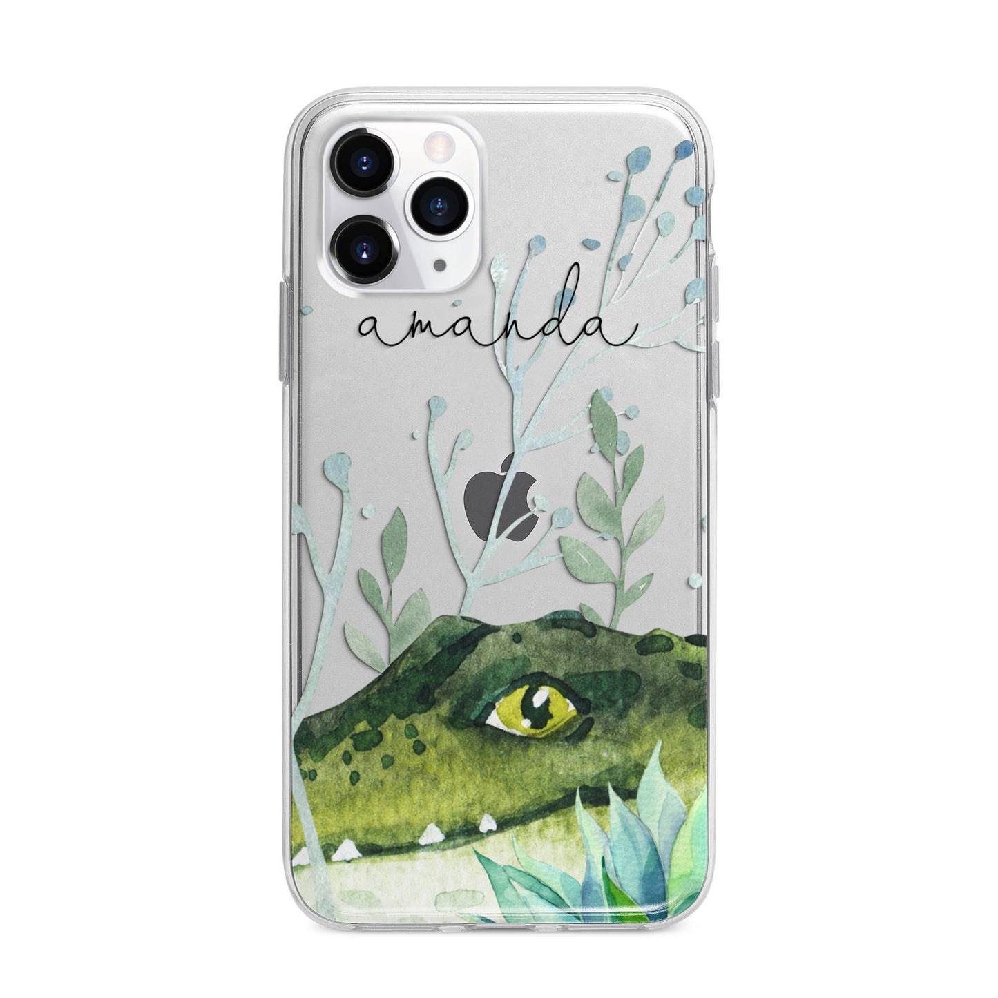 Personalised Alligator Apple iPhone 11 Pro Max in Silver with Bumper Case