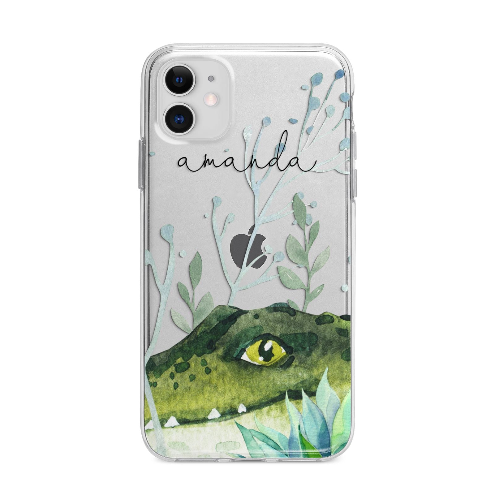Personalised Alligator Apple iPhone 11 in White with Bumper Case