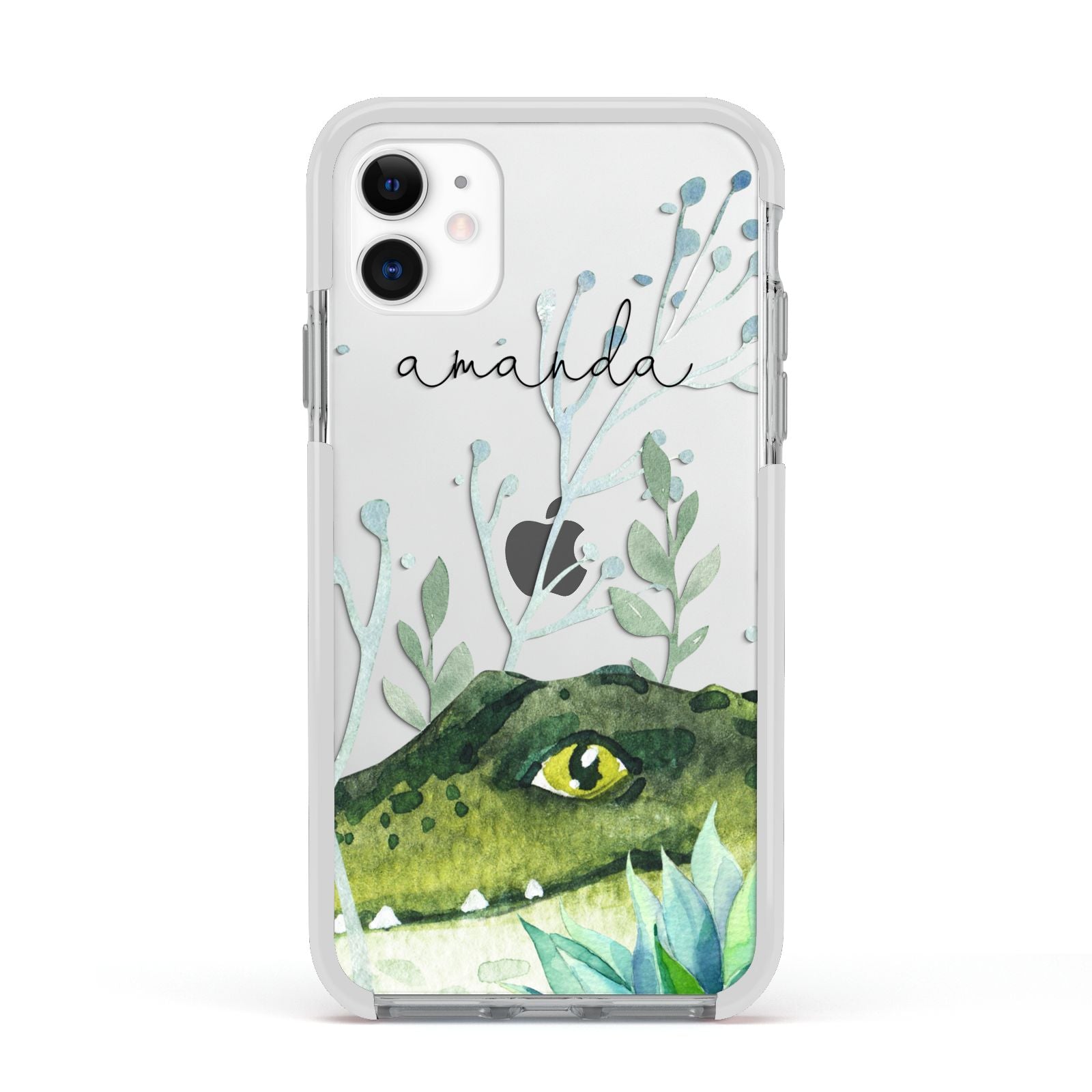 Personalised Alligator Apple iPhone 11 in White with White Impact Case