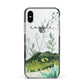 Personalised Alligator Apple iPhone Xs Impact Case Black Edge on Silver Phone