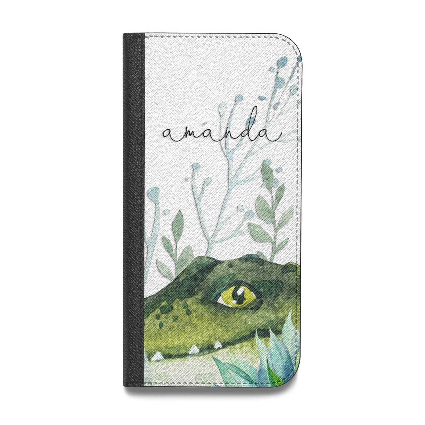 Personalised Alligator Vegan Leather Flip iPhone Case