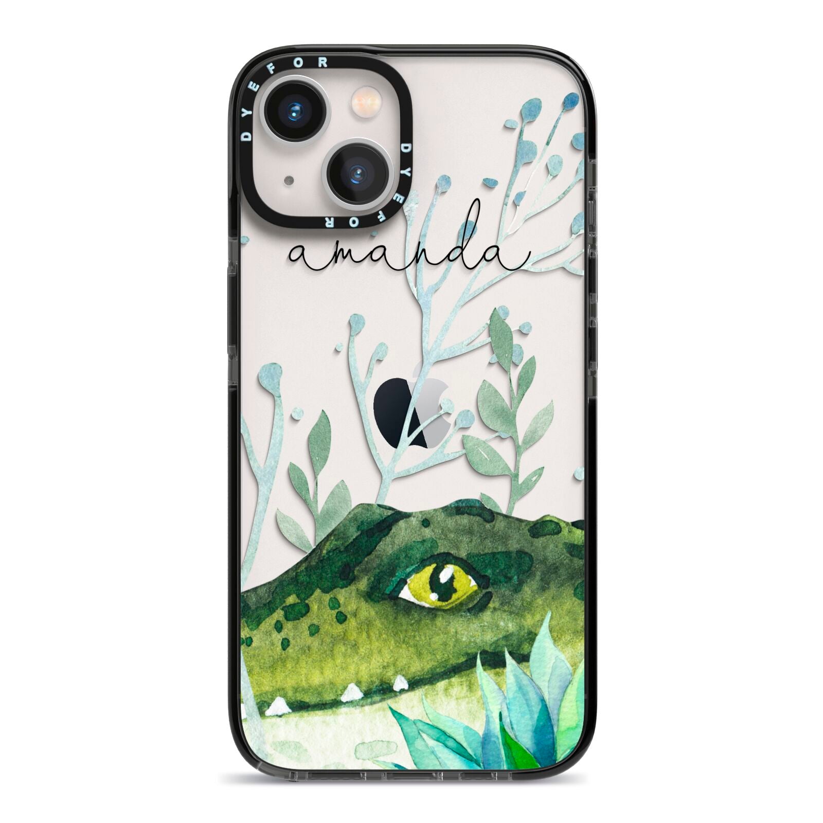Personalised Alligator iPhone 13 Black Impact Case on Silver phone