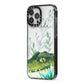 Personalised Alligator iPhone 13 Pro Max Black Impact Case Side Angle on Silver phone
