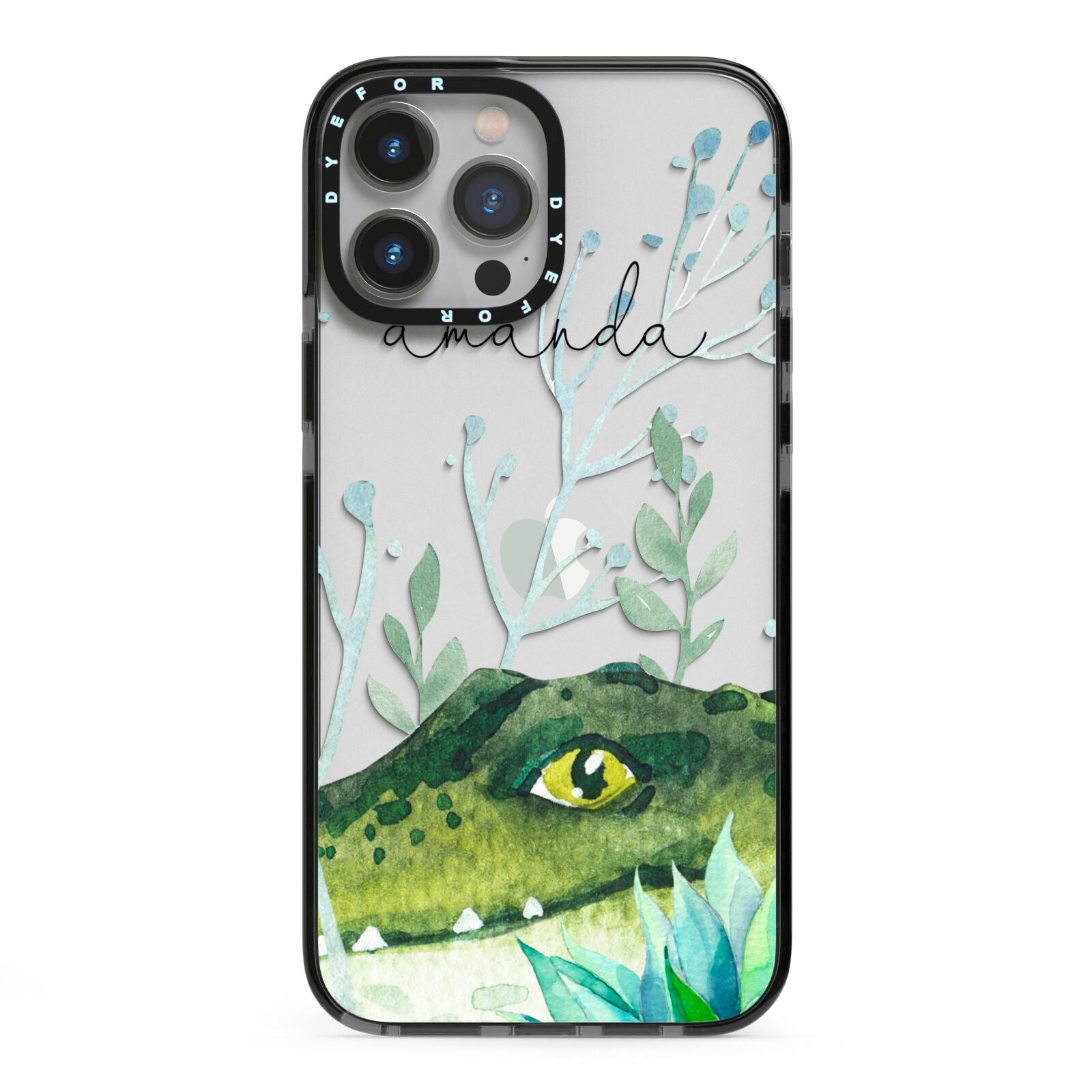 Personalised Alligator iPhone 13 Pro Max Black Impact Case on Silver phone