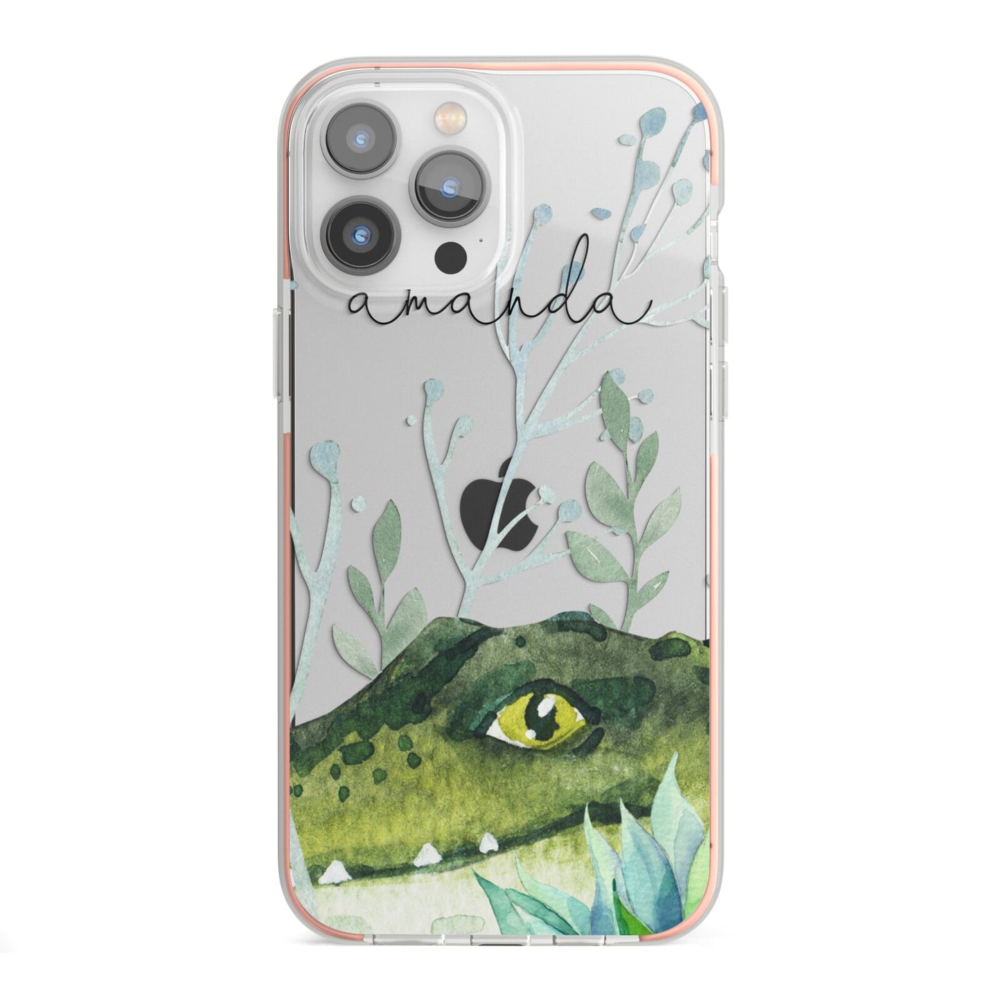 Personalised Alligator iPhone 13 Pro Max TPU Impact Case with Pink Edges