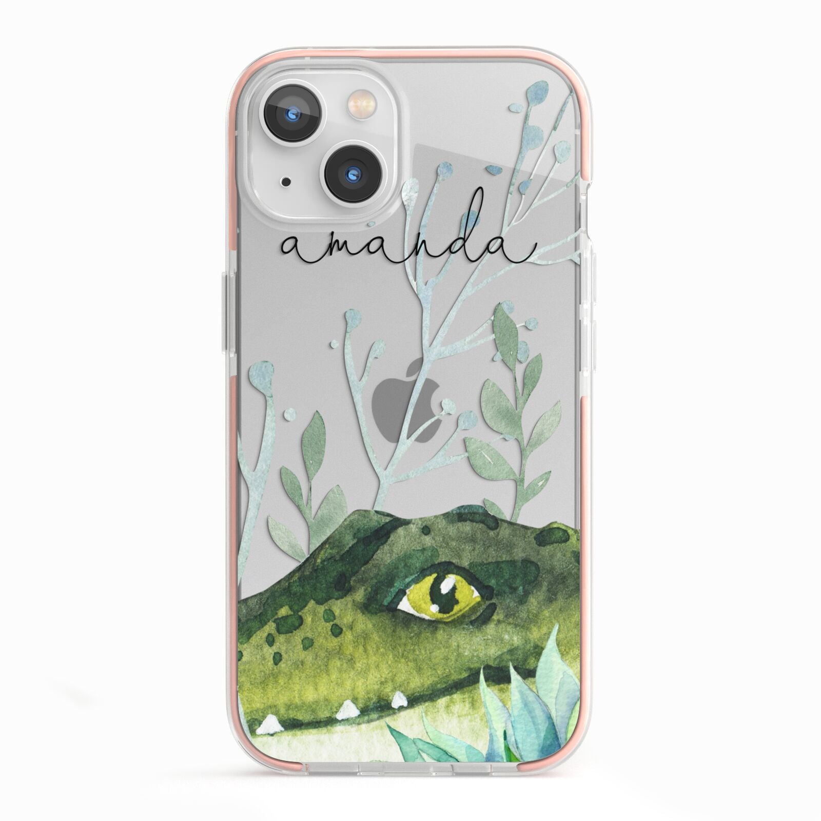 Personalised Alligator iPhone 13 TPU Impact Case with Pink Edges