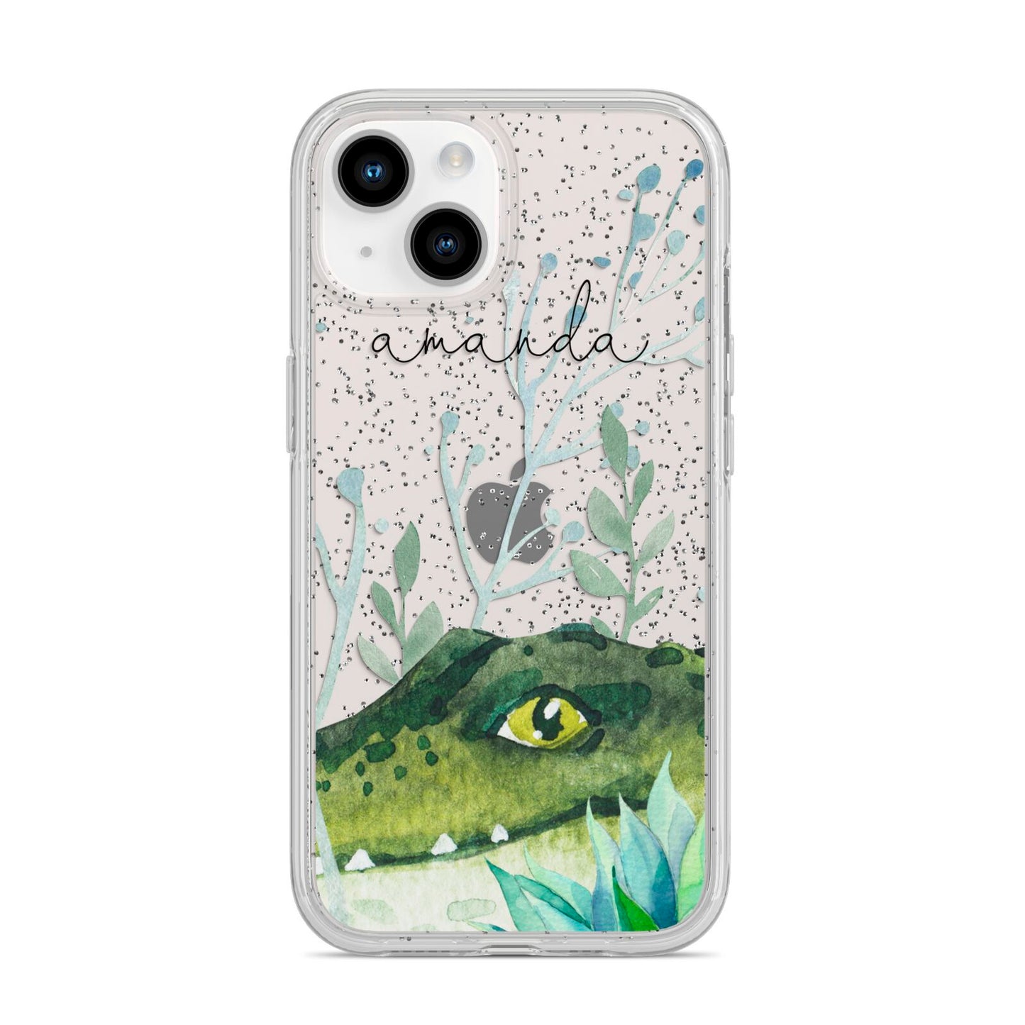 Personalised Alligator iPhone 14 Glitter Tough Case Starlight