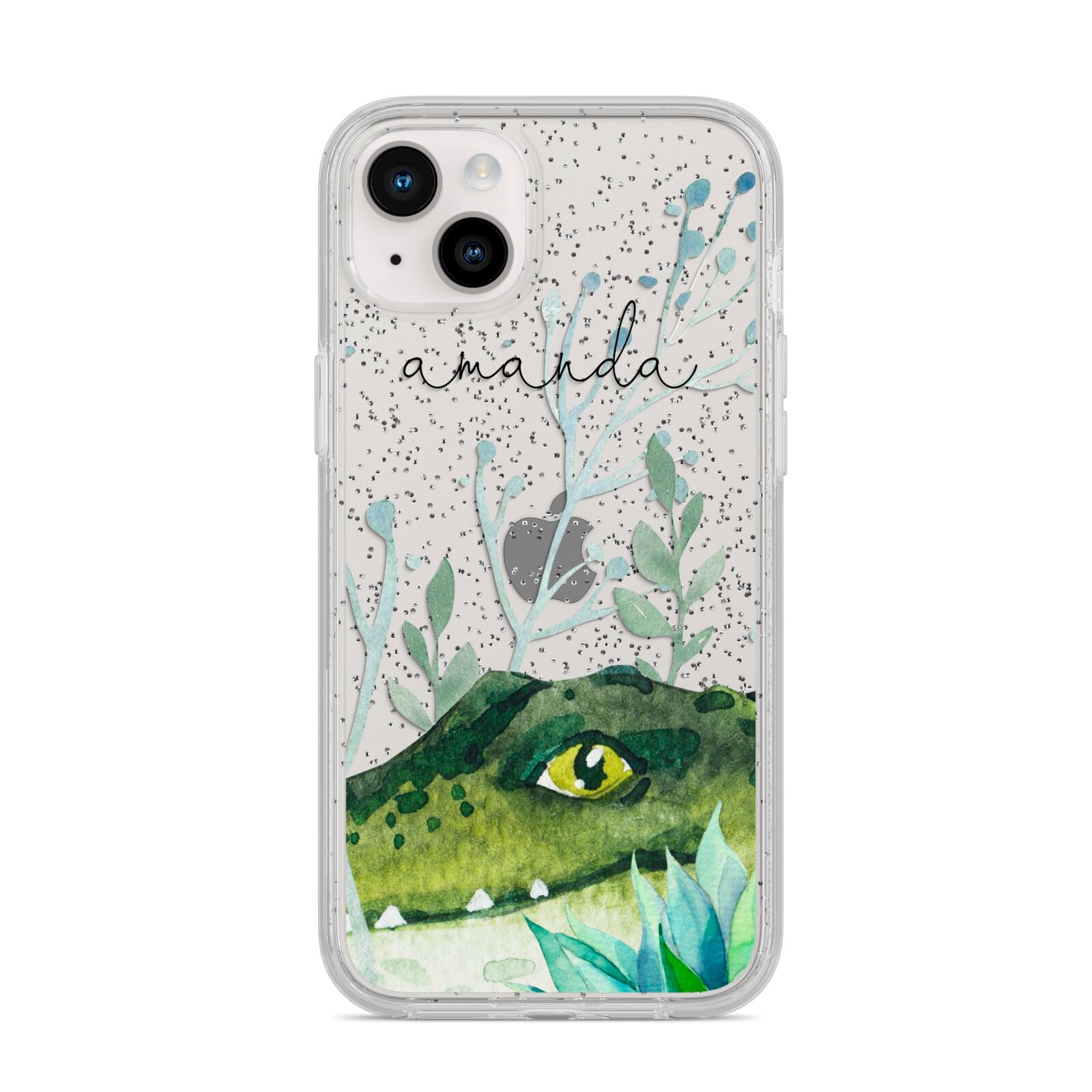 Personalised Alligator iPhone 14 Plus Glitter Tough Case Starlight