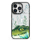 Personalised Alligator iPhone 14 Pro Black Impact Case on Silver phone