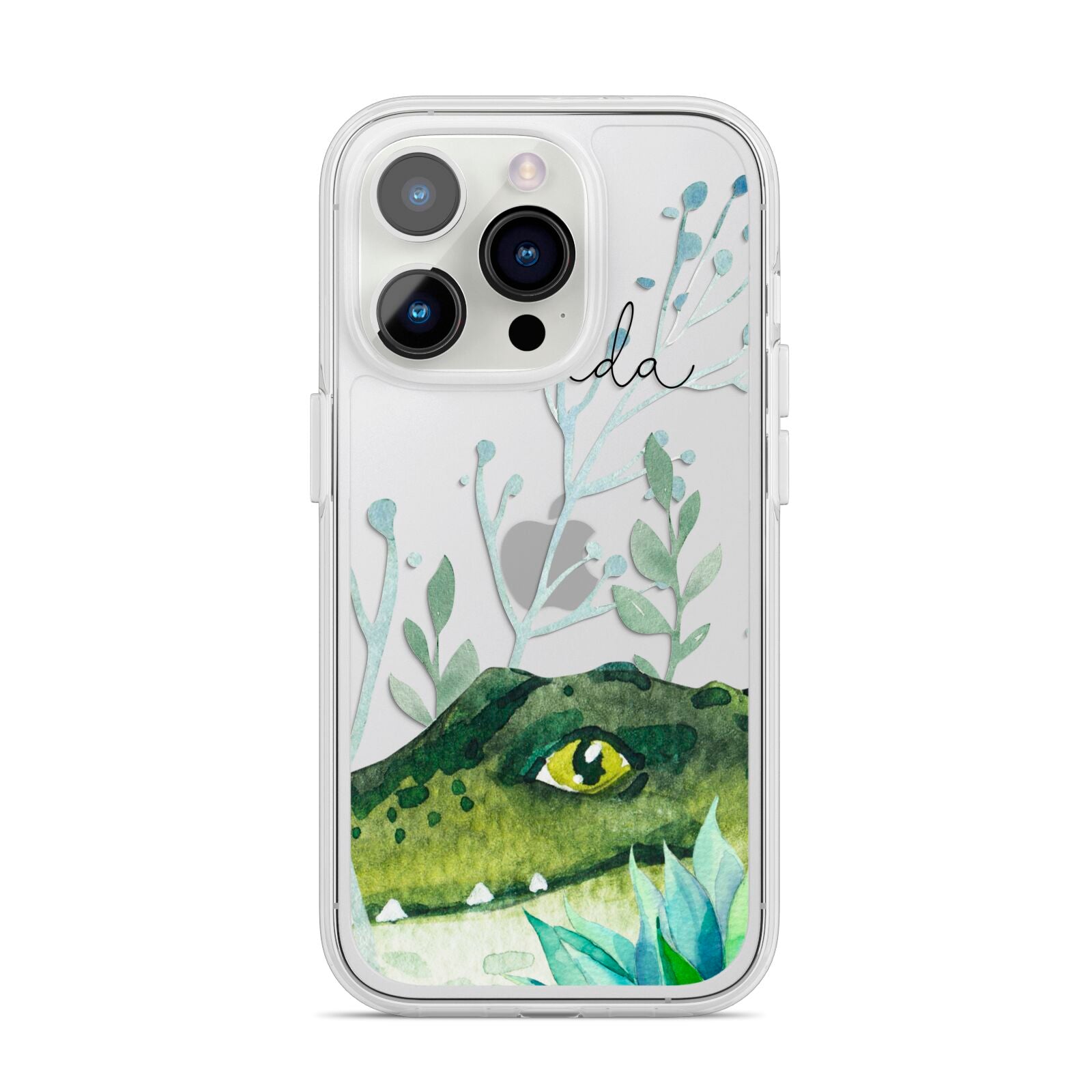 Personalised Alligator iPhone 14 Pro Clear Tough Case Silver