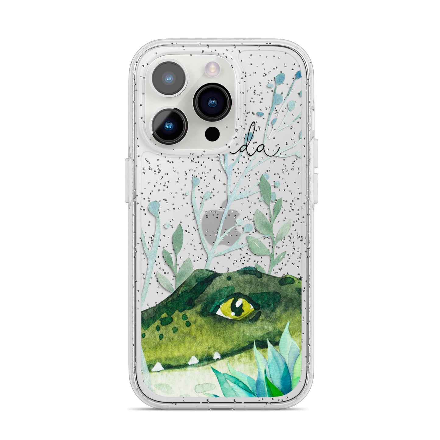 Personalised Alligator iPhone 14 Pro Glitter Tough Case Silver