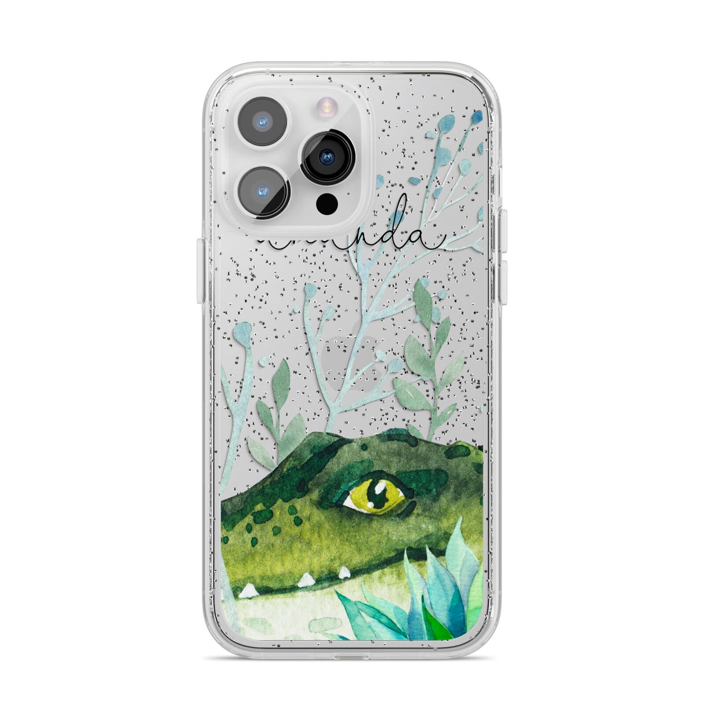 Personalised Alligator iPhone 14 Pro Max Glitter Tough Case Silver