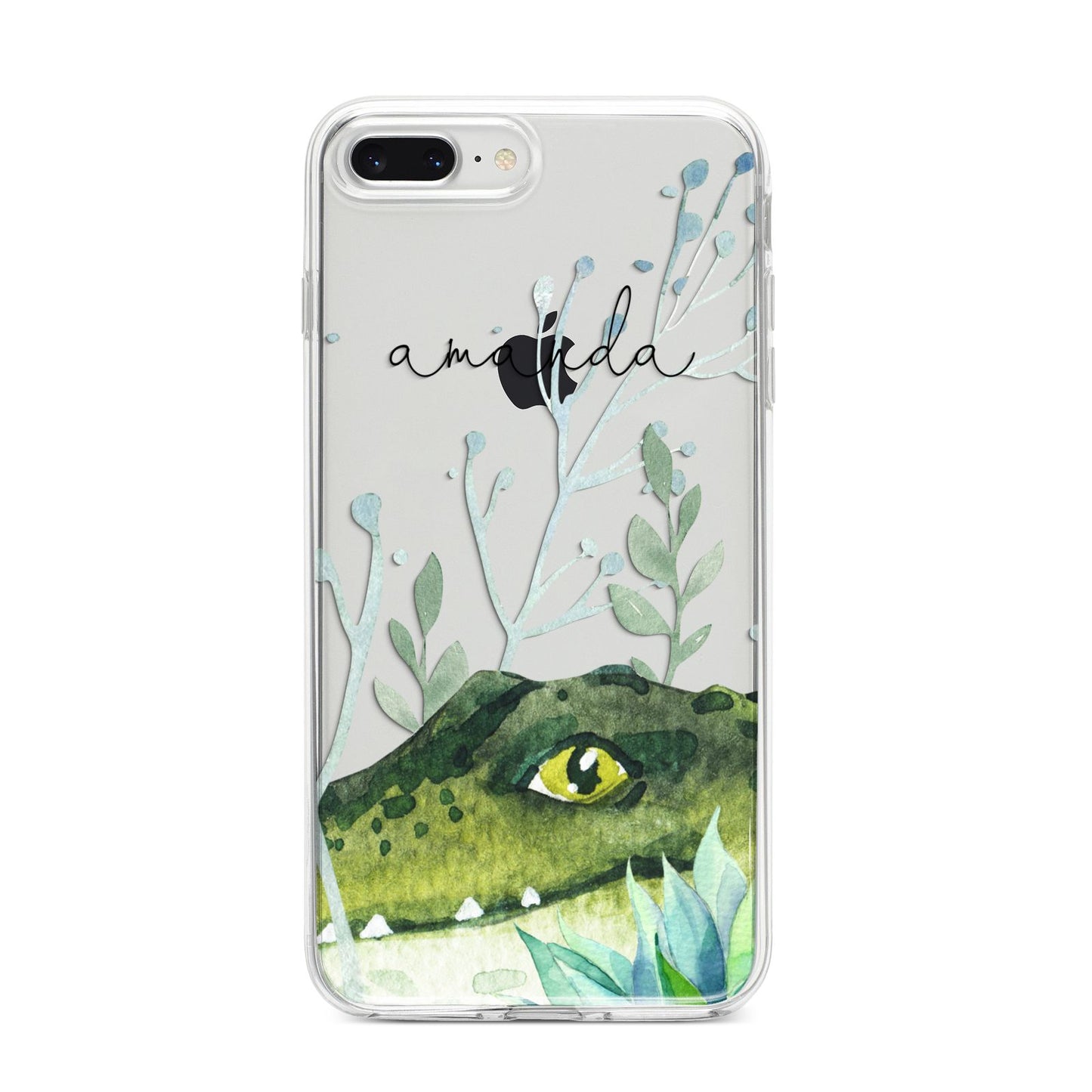 Personalised Alligator iPhone 8 Plus Bumper Case on Silver iPhone