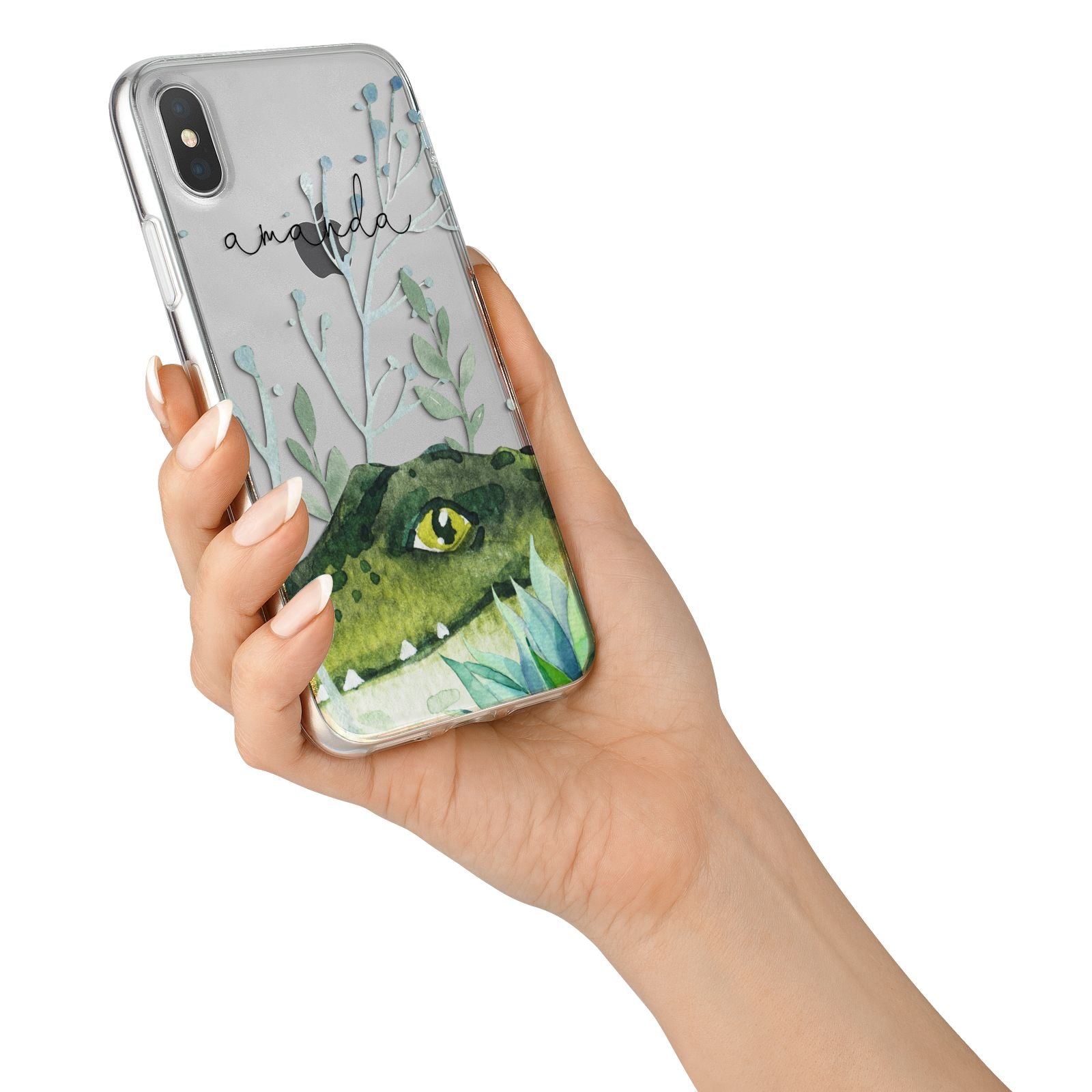 Personalised Alligator iPhone X Bumper Case on Silver iPhone Alternative Image 2