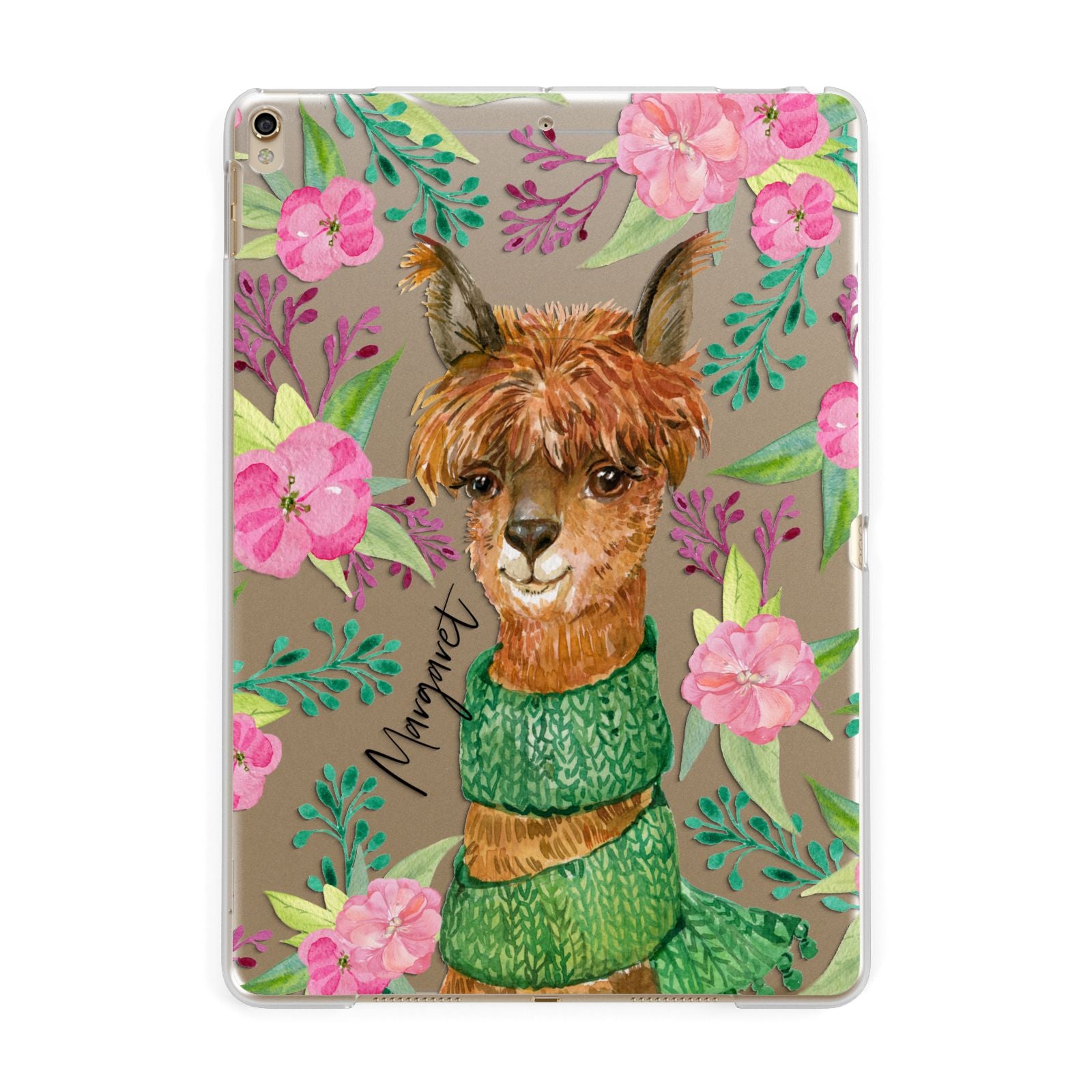 Personalised Alpaca Apple iPad Gold Case