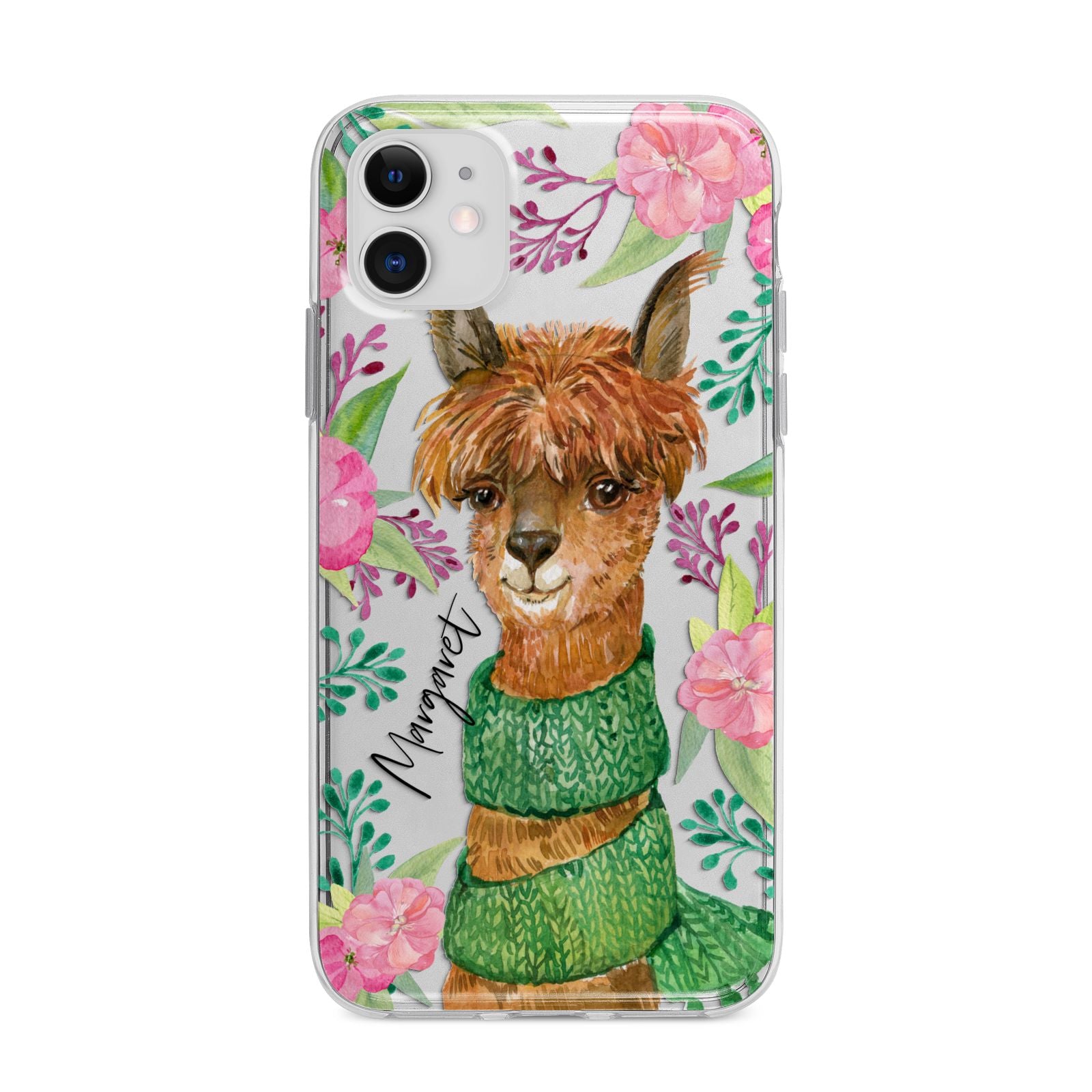 Personalised Alpaca Apple iPhone 11 in White with Bumper Case