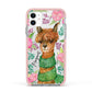 Personalised Alpaca Apple iPhone 11 in White with Pink Impact Case