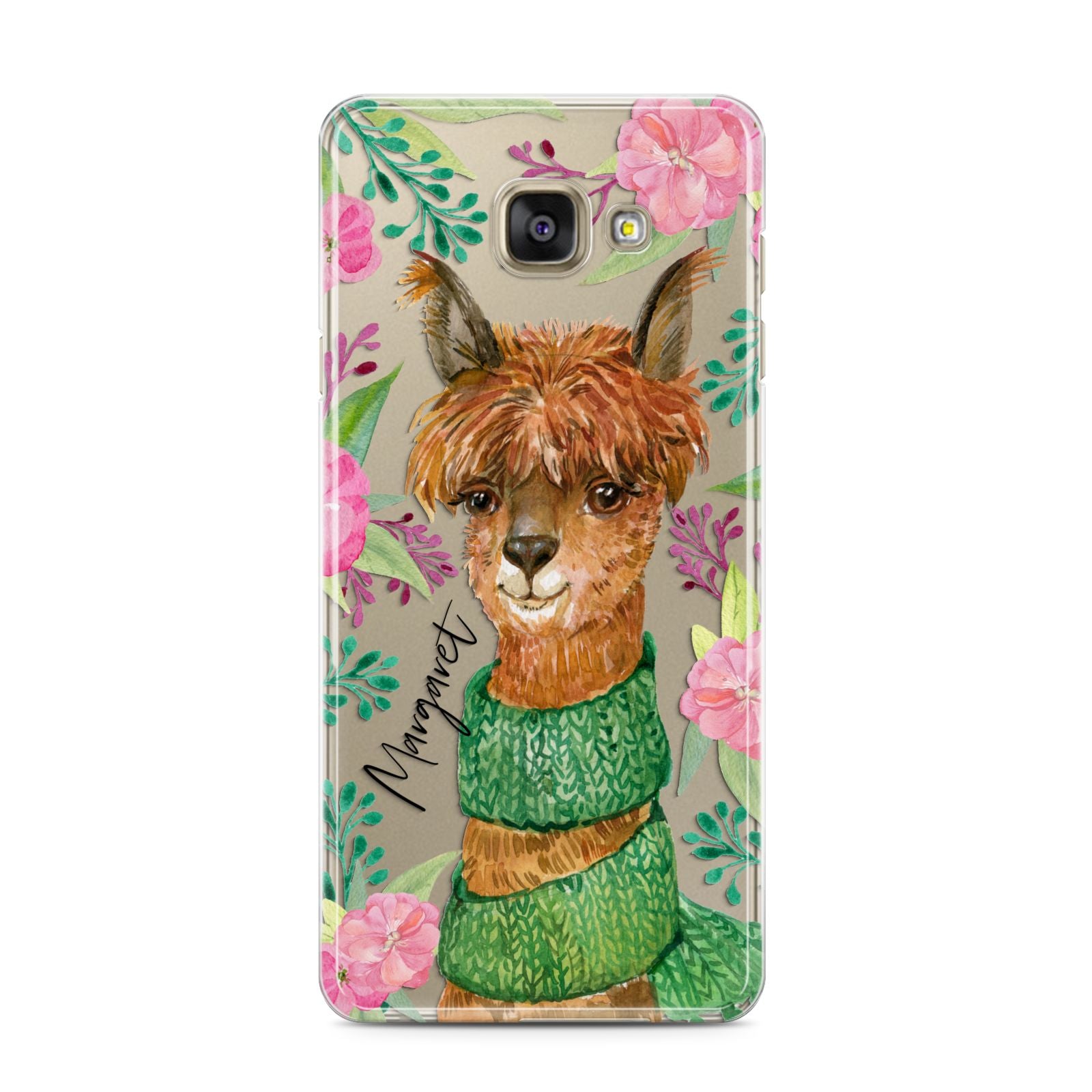 Personalised Alpaca Samsung Galaxy A3 2016 Case on gold phone
