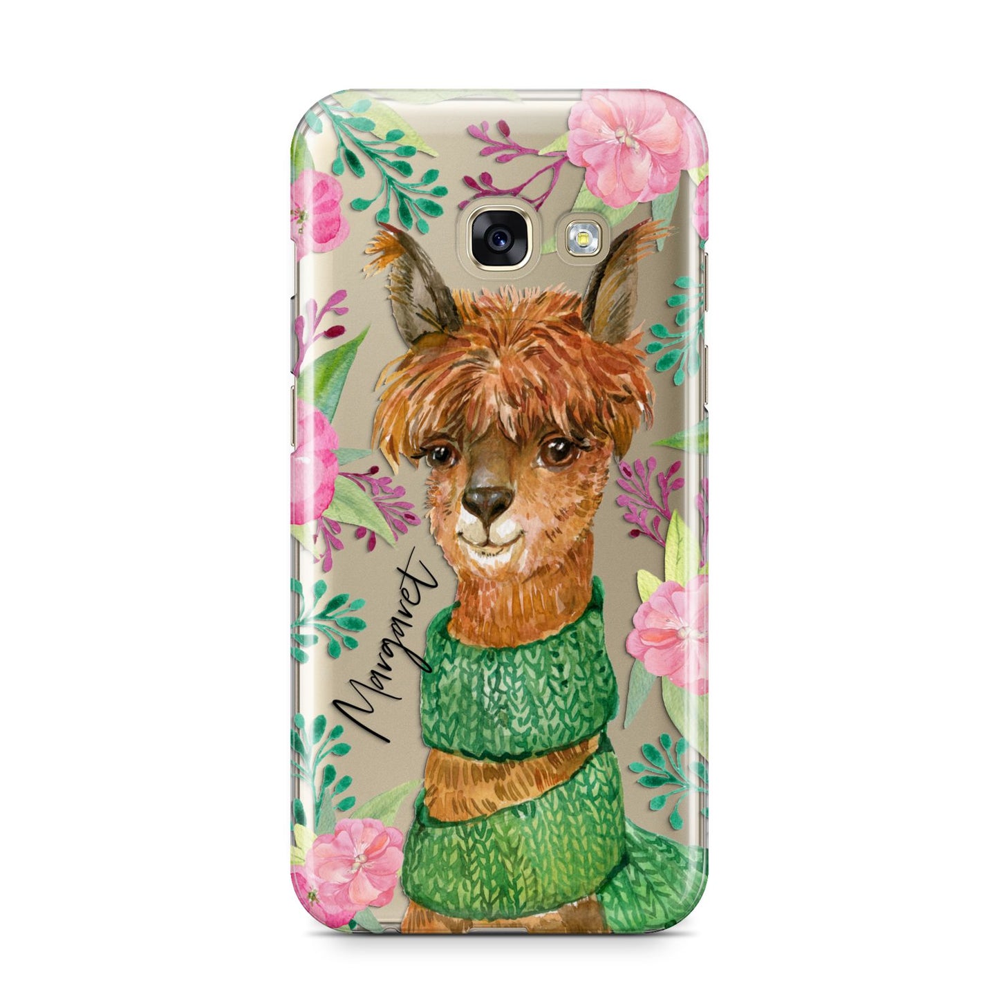 Personalised Alpaca Samsung Galaxy A3 2017 Case on gold phone